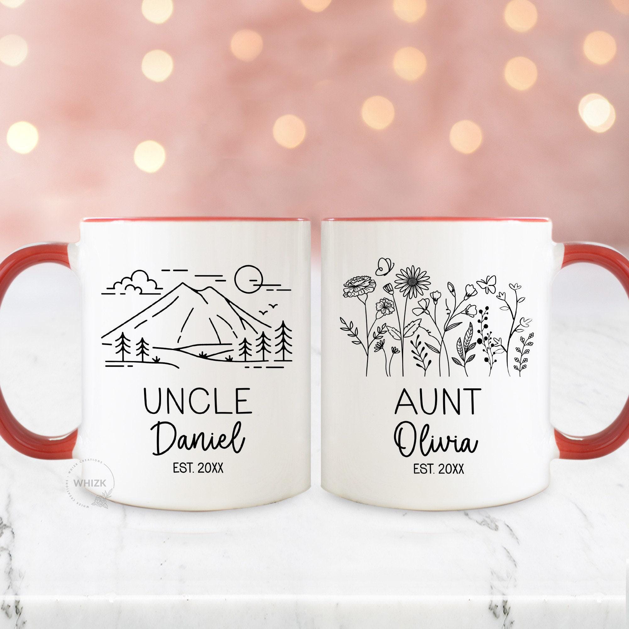 Aunt and Uncle Pregnancy Announcement Mug Set First Time Aunty Gift ...