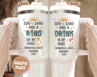 Beach Bachelorette Tumbler 40oz, Beach Bachelorette Gifts Personalized Beach Bride Squad Coastal Bachelorette Beach Bach Party Club Cup T570