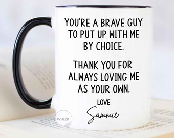 Step Dad Gift For Step Dad Mug, Bonus Dad Step Fathers Day Gift From Daughter Son Kids Adopted Stepdad Birthday Personalized Coffee Cup M742