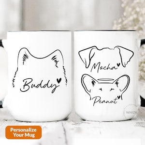 Dog Mom Mug With Name, Dog Mom Gift For Women Her, Personalized Dog Ears Cups, Dog Dad Gift, Dog Lover Gift Pet Owner Memorial Birthday P429 image 1