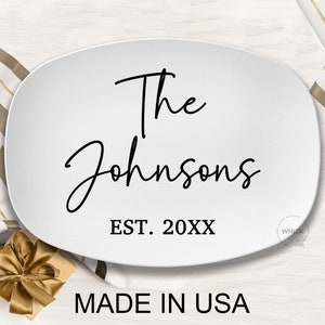 Wedding Plate Family Name Serving Platter, Personalized Platter Wedding Gift For Couple Anniversary Gift Housewarming Custom Dinnerware D010