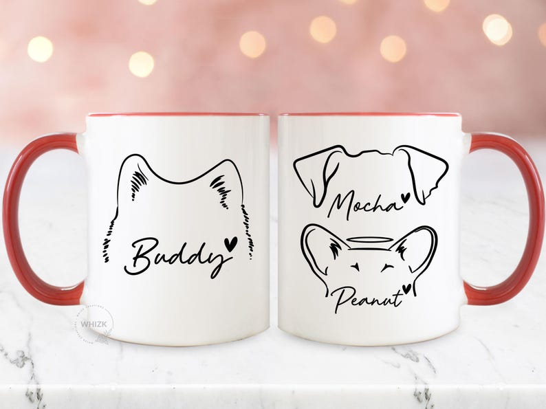 Dog Mom Mug With Name, Dog Mom Gift For Women Her, Personalized Dog Ears Cups, Dog Dad Gift, Dog Lover Gift Pet Owner Memorial Birthday P429 image 2