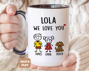 Lola Gift For Lola Mug, Personalized Lola Birthday Gift Mothers Day Gift From Granddaughter, Best Filipino Grandma Coffee Mug Cup Stick M621