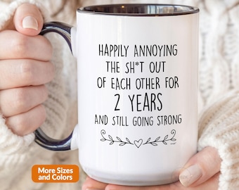 2 Year Anniversary Gift For Him Boyfriend Girlfriend Her 2nd Anniversary Gift For Men Cotton Anniversary Gift Mug Couple Wedding Cup M1V0002
