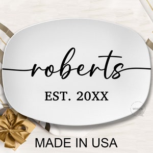 Wedding Plate Family Name Serving Platter, Personalized Platter Wedding Gift For Couple Anniversary Gift Housewarming Custom Dinnerware D011