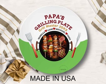 Papa's Grilling Plate For Grandpa Grilling Plate For Dad Grilling Platter Fathers Day, Personalized Kitchen Gift BBQ Grill Gift For Men D015