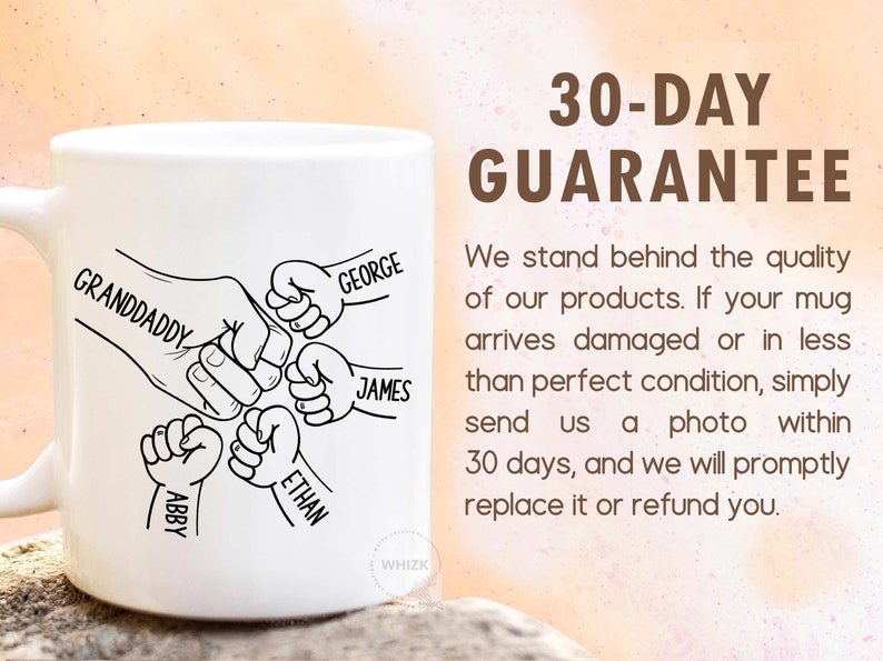 Granddaddy Fist Bump Mug, Grandaddy Mug With Names, Granddaddy Gift for