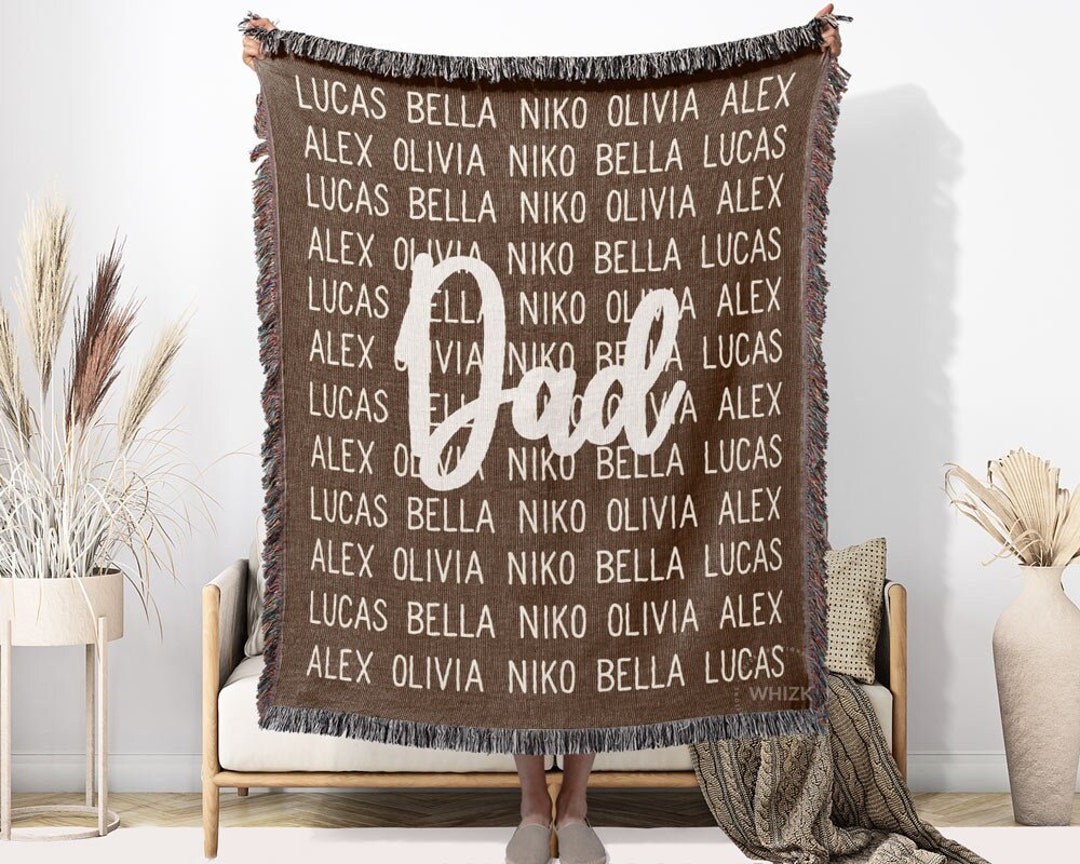 Dad Blanket With Kids Names Dad Gifts for Dad Fathers Day Etsy