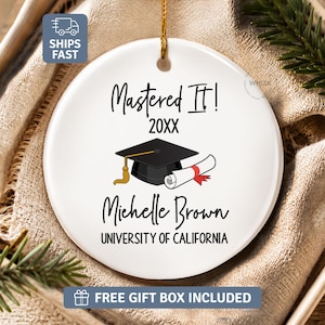 Masters Degree Graduation Gift For Her Him, Masters Degree Ornament MBA Graduation Ornament Personalized 2026 Mastered It Master's Grad X013