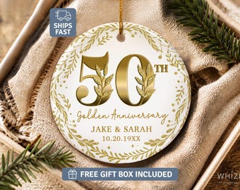 50th Golden Anniversary Ornament, 50th Anniversary Gift For Parent Couple Personalized 50 Gold 50th Wedding Anniversary Gift Decoration X479