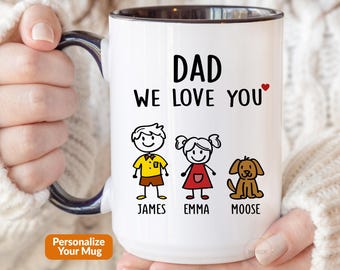Dad Gift For Dad Birthday Gift, Dad Mug, Fathers Day Gift From Daughter Son Kids Wife Dad Christmas Gift Funny Coffee Cup Personalized Stick