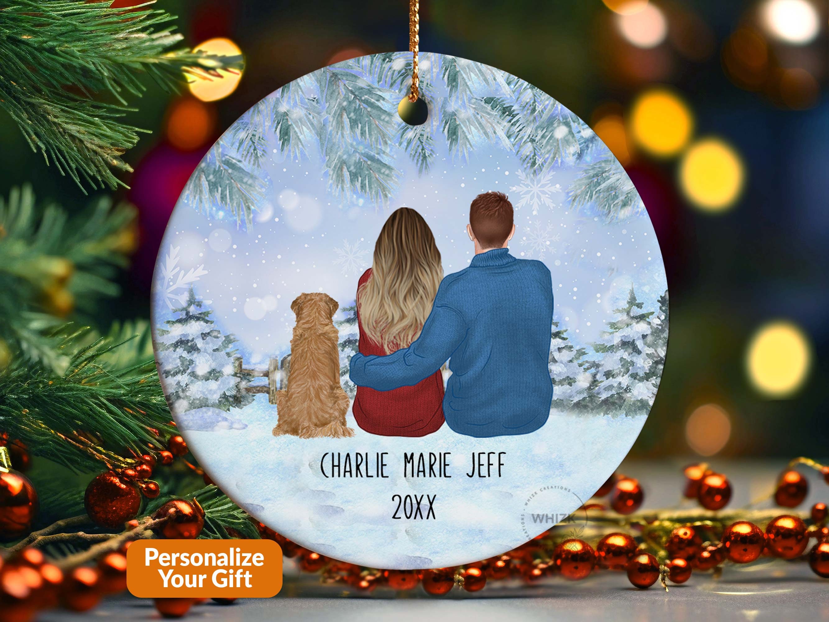 Couple Pet Ornament 2025, Pet Family Ornament With Dog Cat Owner Gift, Personalized Valentines Day Wedding Gift For Couple Christmas X01W