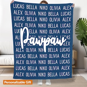 Pawpaw Blanket, Pawpaw Gift For Grandpa Fleece Blanket Personalized Gift From Granddaughter Grandson Grandkids Names Fathers Day B045
