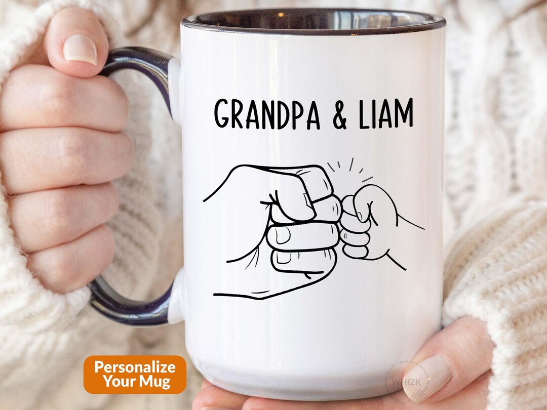 New Grandpa Gift for Grandpa Fist Bump Mug, Personalized Future Grandpa ...