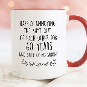 UK 60th Wedding Anniversary Gifts, 60th Anniversary Mug, 60 Year Anniversary For Couples, Funny Diamond Anniversary Parents Him Her M1V0060C image 2