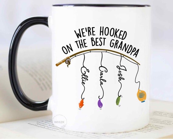 Grandpa Fishing Gift for Grandpa Fishing Mug With Grandkids Name