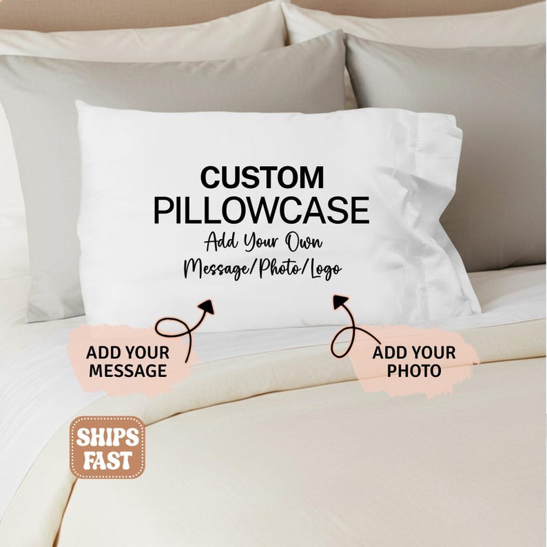 Custom Pillow Case Cover, Personalized Pillow Case Gift, Custom Pillowcase Gift, Bed Pillow Case Girl Boy Kids Men Women Names Logo Birthday image 1