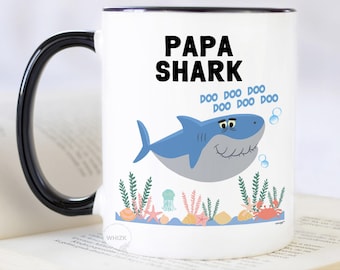 Papa Shark Mug For Papa Gifts For Papa Mug, Funny Fathers Day Gift From Granddaughter, Best Papa Coffee Mug Grandfather Cup New Papa MSK0058