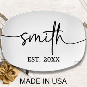 Wedding Plate Family Name Serving Platter, Personalized Platter Wedding Gift For Couple Anniversary Gift Housewarming Custom Dinnerware D009