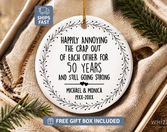 50th Wedding Anniversary Gift For Parents Couples 50th Anniversary Ornament Personalized Funny 50 Year Golden Gold Wedding Gift Decor X378