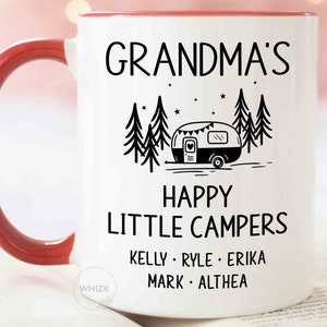 Grandma Camping Gift, Grandma Camping Mug With Grandkids Names, Mothers Day Gift From Granddaughter, Mother In Law Cup Mom Personalized M770