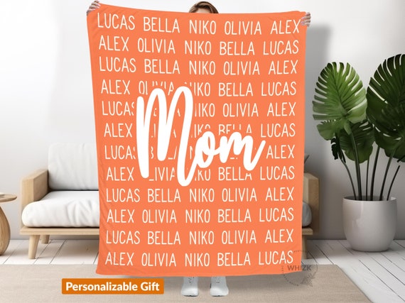Mom Birthday Gift For Mom Blanket, Personalized Mothers Day Gift From Daughter Son Kids Names, Mom Gift, Mommy Throw Blanket Christmas B072