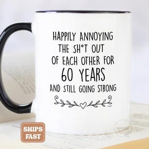 UK 60th Wedding Anniversary Gifts, 60th Anniversary Mug, 60 Year Anniversary For Couples, Funny Diamond Anniversary Parents Him Her M1V0060C image 1