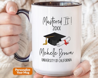 Masters Degree Gift, Graduation Gift For Her Him, Mastered It 2026 Mug, Graduation 2026 Master's Degree MBA Gift Graduate Personalized M606