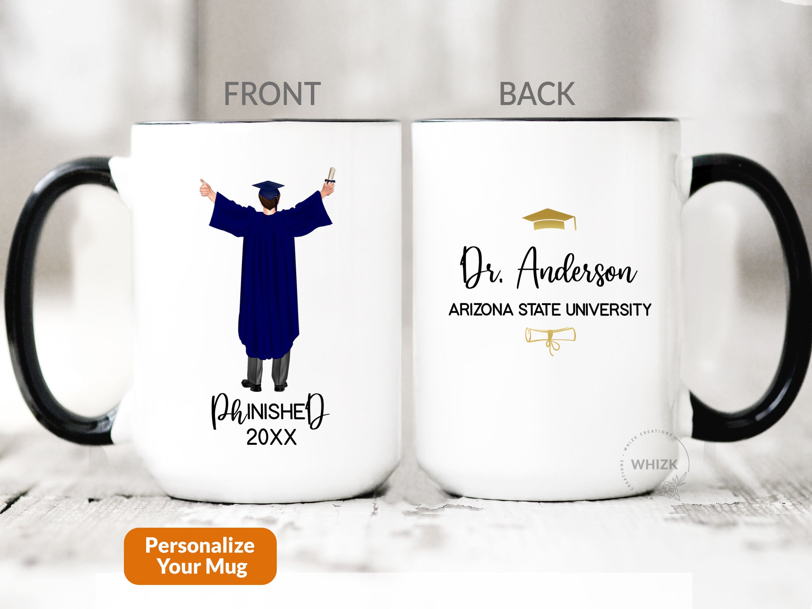 Doctorate Graduation Gift, PhD Graduation Gift For Him, Personalized PhD Mug PhD Gift Ph.D. Graduate Coffee Cup Doctoral Phinished 2025 M839