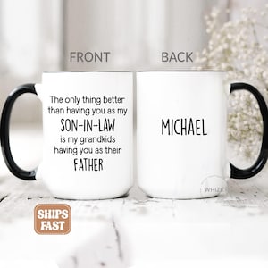 Son In Law Gift From Mom Dad, Best Son In Law Mug from Mother in Law, Best Fathers Day Gift For Son-In-Law, Personalized Birthday Cup M986