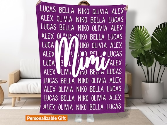 Mimi blanket with grandkids names hotsell