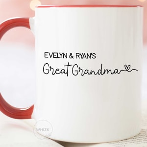 Great Grandma Gifts For Great Grandma Mug, Mothers Day Gift From Granddaughter Grandson, Personalized Great-Grandma Coffee Mug Birthday M568