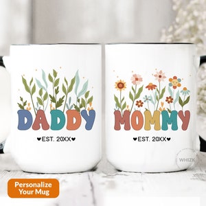 Ensemble de nouvelles tasses pour papa et maman, faire-part de grossesse pour les parents qui attendent une maman pour papa, cadeau personnalisé pour les premiers parents, est de 2024