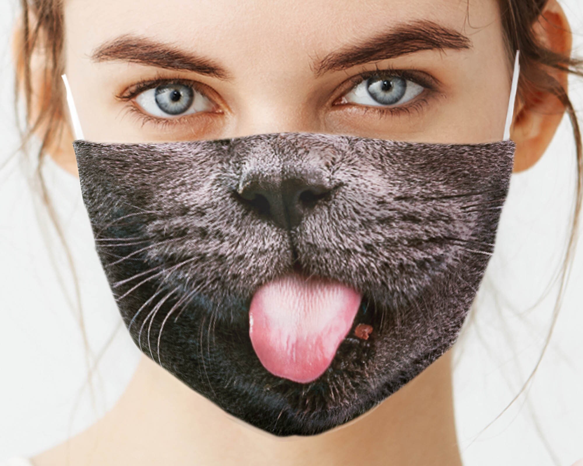 Cat Mouth Mask With Filter Pocket Cat Mouth Face Mask Tongue Etsy