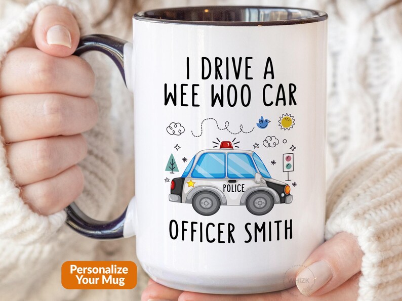 Taza de policía, "Conduzco un coche pequeño", regalo de graduación de la academia de policía, taza de policía divertida y personalizada, P193 imagen 1