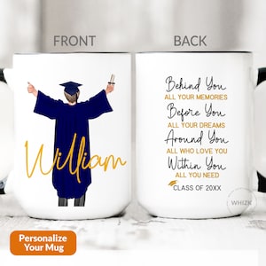 College Graduation Gifts For Him, Class of 2025 Senior High School Graduation Mug, Personalized Behind You All Your Memories Coffee Cup M837