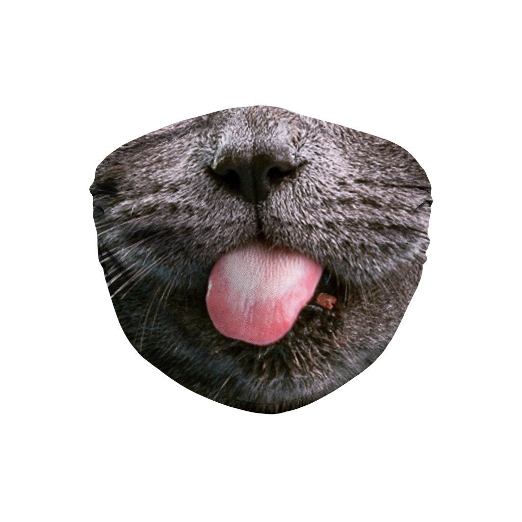 Cat Mouth Mask With Filter Pocket Cat Mouth Face Mask Tongue Etsy