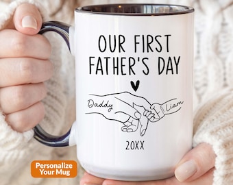 Our First Fathers Day Mug, First Fathers Day Gift From Baby Girl Boy, Personalized 1st Time Daddy Cup, New Dad Gift, First Time Dad Mug P579