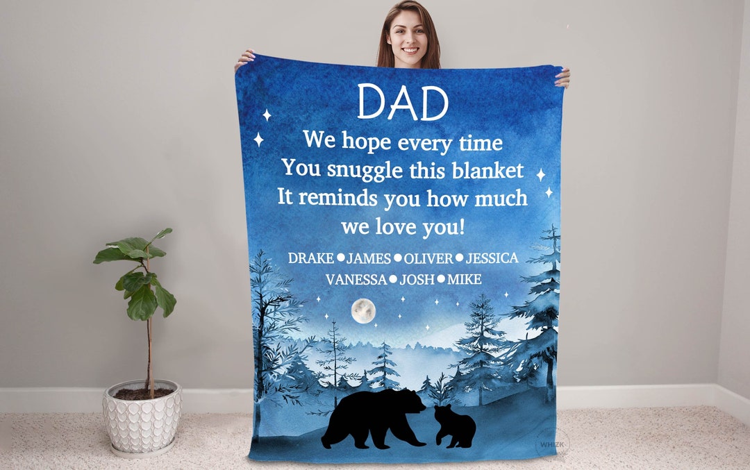 Dad Blanket With Kids Names Dad Gifts for Dad Birthday Gift Etsy