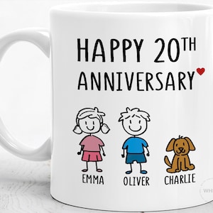20th Anniversary Mug, 20th Anniversary Gift For Husband Couple Wife Him Her, Personalized 20 Year Wedding China Platinum Stick Cup M126