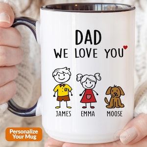 Dad Gift For Dad Birthday Gift, Dad Mug, Fathers Day Gift From Daughter Son Kids Wife Dad Christmas Gift Funny Coffee Cup Personalized Stick image 1