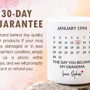 Grandma Gift, Grandma Coffee Mug, Mothers Day Gift For Grandma From Granddaughter Grandson, Personalized Day You Became My Grandma Cup M441 image 6