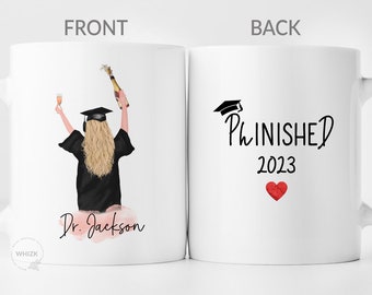 AU PhD Graduation Gift For Her, Doctorate PHD Gift 2023, Personalized PhD Mug, Phinished Doctor Doctoral Dr Ph.D Degree Graduate Cup M470