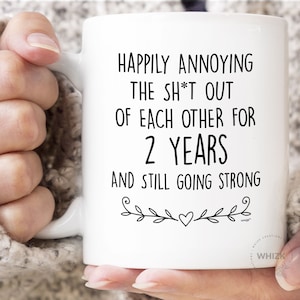 AU 2 Year Anniversary Gift For Him Boyfriend Men Girlfriend Couples, 2nd Anniversary Gifts Mug, Cotton Anniversary Gift Wedding Cup M1V0002