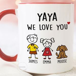Yaya Gift For Yaya Mug, Personalized Yaya Birthday Gift Mothers Day Gift From Granddaughter Grandkids Grandma Coffee Mug Cup Stick M630