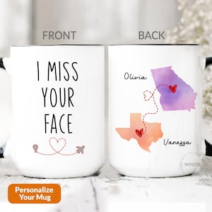I Miss Your Face Mug, Bestfriend Gift For Best Friend Mug, Personalized State To State Long Distance Moving Cup Bestie Friendship Gift P516