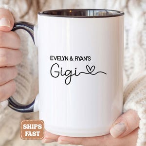 Gigi Gift For Gigi Mug, Personalized Grandma Birthday Gift Coffee Cup, Mothers Day Gift From Granddaughter Grandkids, Best Gigi Mug M550 afbeelding 1