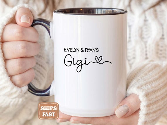 Gigi Gift For Gigi Mug, Personalized Grandma Birthday Gift Coffee Cup, Mothers Day Gift From Granddaughter Grandkids, Best Gigi Mug M550