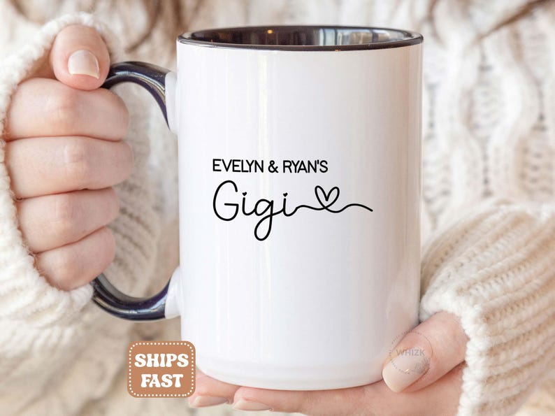 Gigi Gift For Gigi Mug, Personalized Grandma Birthday Gift Coffee Cup, Mothers Day Gift From Granddaughter Grandkids, Best Gigi Mug M550 afbeelding 1