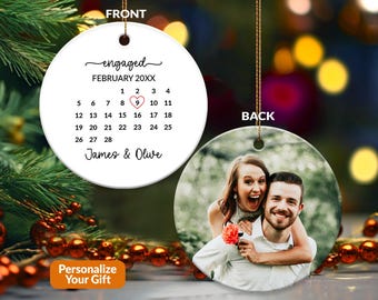 Engagement Ornament Personalized 2026 Engagement Gift For Son Couple With Calendar Photo Picture Engaged Ornament Christmas Wedding X286